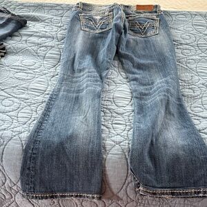 Vigoss Distressed Blue Jeans with Embroidered Pockets